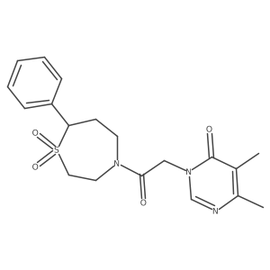 3-(2-(1,1-dioxido-7-phenyl-1,4-thiazepan-4-yl)-2-oxoethyl)-5,6-dimethylpyrimidin-4(3H)-one Structure