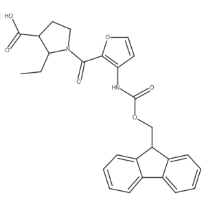 2-ethyl-1-[3-({[(9H-fluoren-9-yl)methoxy]carbonyl}amino)furan-2-carbonyl]pyrrolidine-3-carboxylic acid结构式