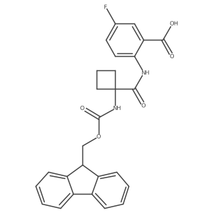 2-[1-({[(9H-fluoren-9-yl)methoxy]carbonyl}amino)cyclobutaneamido]-5-fluorobenzoic acid Structure