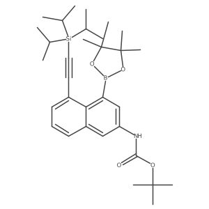 tert-Butyl (4-(4,4,5,5-tetramethyl-1,3,2-dioxaborolan-2-yl)-5-((triisopropylsilyl)ethynyl)naphthalen-2-yl)carbamate Structure
