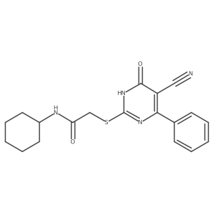 2-[(5-cyano-4-oxo-6-phenyl-1H-pyrimidin-2-yl)sulfanyl]-N-cyclohexylacetamide结构式