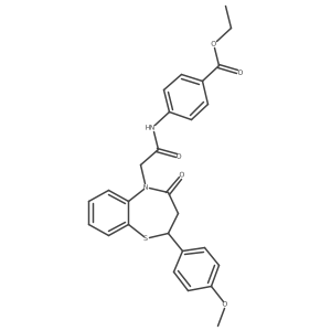 ethyl 4-(2-(2-(4-methoxyphenyl)-4-oxo-3,4-dihydrobenzo[b][1,4]thiazepin-5(2H)-yl)acetamido)benzoate结构式