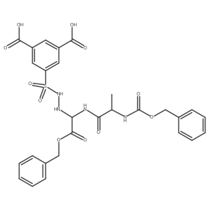 Glycine, 2-[2-[(3,5-dicarboxyphenyl)sulfonyl]hydrazino]-N-[N-[(phenylmethoxy)carbonyl]-L-alanyl]-, 1-(phenylmethyl) ester结构式