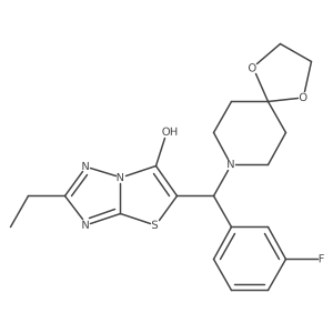 2-Ethyl-5-((3-fluorophenyl)(1,4-dioxa-8-azaspiro[4.5]decan-8-yl)methyl)thiazolo[3,2-b][1,2,4]triazol-6-ol Structure