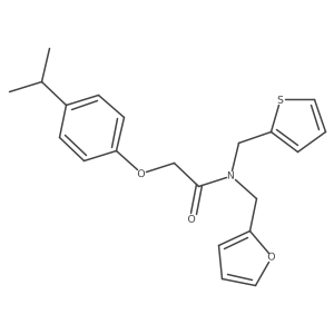 N-(furan-2-ylmethyl)-2-[4-(propan-2-yl)phenoxy]-N-(thiophen-2-ylmethyl)acetamide结构式
