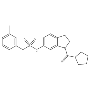 N-(1-(cyclopentanecarbonyl)indolin-6-yl)-1-(m-tolyl)methanesulfonamide结构式