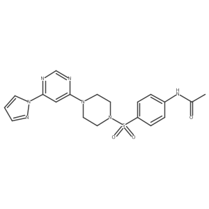 CC(=O)Nc1ccc(S(=O)(=O)N2CCN(c3cc(-n4cccn4)ncn3)CC2)cc1结构式