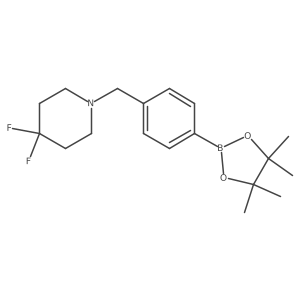 4,4-Difluoro-1-{[4-(tetramethyl-1,3,2-dioxaborolan-2-yl)phenyl]methyl}piperidine结构式