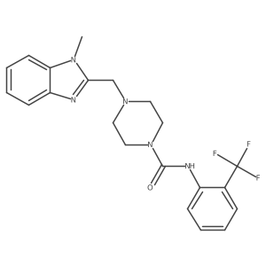 4-((1-methyl-1H-benzo[d]imidazol-2-yl)methyl)-N-(2-(trifluoromethyl)phenyl)piperazine-1-carboxamide结构式