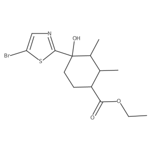 Ethyl 4-(5-bromothiazol-2-yl)-4-hydroxy-2,3-dimethylcyclohexanecarboxylate结构式