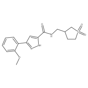 N-((1,1-dioxidotetrahydrothiophen-3-yl)methyl)-3-(2-methoxyphenyl)-1H-pyrazole-5-carboxamide结构式