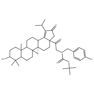tert-butyl (4-chlorobenzyl)(2-((3aR,5aR,5bR,7aR,9S,11aR,11bR,13aS)-9-hydroxy-1-isopropyl-5a,5b,8,8,11a-pentamethyl-2-oxo-2,3,4,5,5a,5b,6,7,7a,8,9,10,11,11a,11b,12,13,13a-octadecahydro-3aH-cyclopenta[a]chrysen-3a-yl)-2-oxoethyl)carbamate结构式