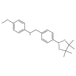 4-methoxy-N-(4-(4,4,5,5-tetramethyl-1,3,2-dioxaborolan-2-yl)benzyl)aniline Structure