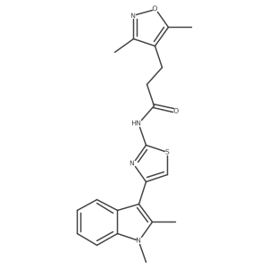 N-[4-(1,2-dimethyl-1H-indol-3-yl)-1,3-thiazol-2-yl]-3-(3,5-dimethyl-1,2-oxazol-4-yl)propanamide结构式