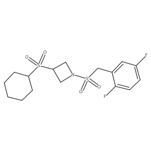3-(Cyclohexylsulfonyl)-1-((2,5-difluorobenzyl)sulfonyl)azetidine结构式