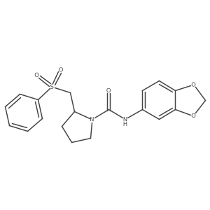 N-(benzo[d][1,3]dioxol-5-yl)-2-((phenylsulfonyl)methyl)pyrrolidine-1-carboxamide结构式