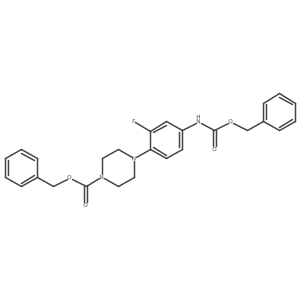 3-Fluoro-4-[4-(benzyloxycarbonyl)piperazino]phenylcarbamic acid benzyl ester Structure