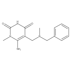 6-Amino-5-{[benzyl(methyl)amino]methyl}-1-methyl-1,2,3,4-tetrahydropyrimidine-2,4-dione结构式