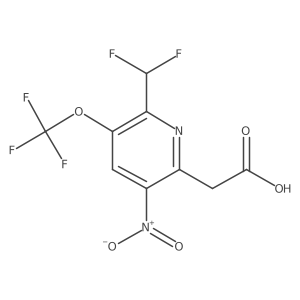 2-(Difluoromethyl)-5-nitro-3-(trifluoromethoxy)pyridine-6-acetic acid Structure