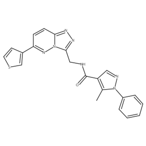 5-methyl-1-phenyl-N-((6-(thiophen-3-yl)-[1,2,4]triazolo[4,3-b]pyridazin-3-yl)methyl)-1H-pyrazole-4-carboxamide结构式