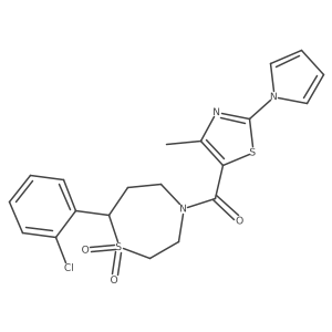 (7-(2-chlorophenyl)-1,1-dioxido-1,4-thiazepan-4-yl)(4-methyl-2-(1H-pyrrol-1-yl)thiazol-5-yl)methanone结构式