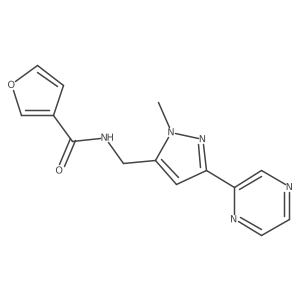 N-((1-methyl-3-(pyrazin-2-yl)-1H-pyrazol-5-yl)methyl)furan-3-carboxamide结构式