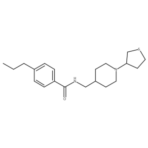 4-propyl-N-((1-(tetrahydrothiophen-3-yl)piperidin-4-yl)methyl)benzamide结构式