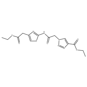 ethyl 1-({[4-(2-ethoxy-2-oxoethyl)-1,3-thiazol-2-yl]carbamoyl}methyl)-1H-1,2,3-triazole-4-carboxylate结构式
