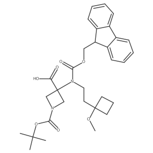 1-[(tert-butoxy)carbonyl]-3-({[(9H-fluoren-9-yl)methoxy]carbonyl}[2-(1-methoxycyclobutyl)ethyl]amino)azetidine-3-carboxylic acid Structure
