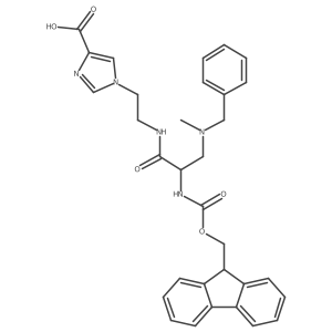 1-(2-{3-[benzyl(methyl)amino]-2-({[(9H-fluoren-9-yl)methoxy]carbonyl}amino)propanamido}ethyl)-1H-imidazole-4-carboxylic acid结构式