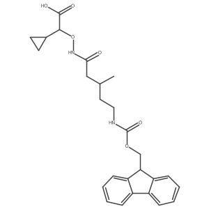 2-cyclopropyl-2-{[5-({[(9H-fluoren-9-yl)methoxy]carbonyl}amino)-3-methylpentanamido]oxy}acetic acid结构式