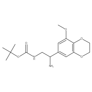 tert-butyl N-[2-amino-2-(8-methoxy-2,3-dihydro-1,4-benzodioxin-6-yl)ethyl]carbamate结构式