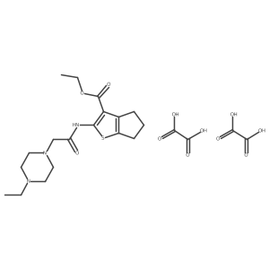 ethyl 2-(2-(4-ethylpiperazin-1-yl)acetamido)-5,6-dihydro-4H-cyclopenta[b]thiophene-3-carboxylate dioxalate结构式