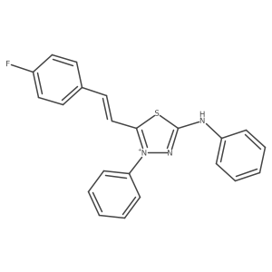 2-(4-Fluorostyryl)-3-phenyl-5-(phenylamino)-1,3,4-thiadiazol-3-ium结构式