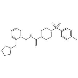 1-(4-methylphenyl)sulfonyl-N-[[2-(pyrrolidin-1-ylmethyl)phenyl]methyl]piperidine-4-carboxamide Structure