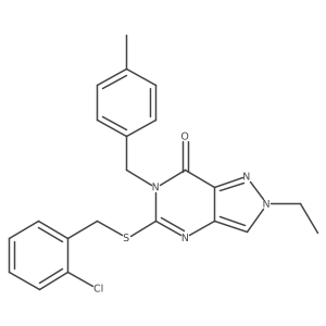 5-{[(2-chlorophenyl)methyl]sulfanyl}-2-ethyl-6-[(4-methylphenyl)methyl]-2H,6H,7H-pyrazolo[4,3-d]pyrimidin-7-one Structure