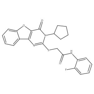 2-[(3-cyclopentyl-4-oxo-3,4-dihydro[1]benzofuro[3,2-d]pyrimidin-2-yl)sulfanyl]-N-(2-fluorophenyl)acetamide Structure