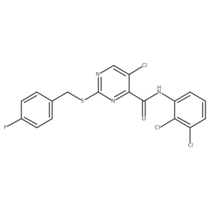 5-chloro-N-(2,3-dichlorophenyl)-2-[(4-fluorobenzyl)sulfanyl]pyrimidine-4-carboxamide结构式