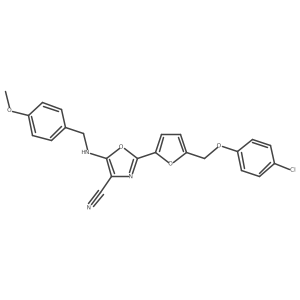 2-(5-((4-Chlorophenoxy)methyl)furan-2-yl)-5-((4-methoxybenzyl)amino)oxazole-4-carbonitrile结构式
