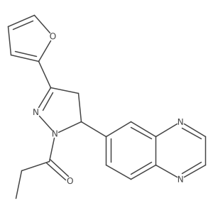 1-[3-(furan-2-yl)-5-(quinoxalin-6-yl)-4,5-dihydro-1H-pyrazol-1-yl]propan-1-one结构式