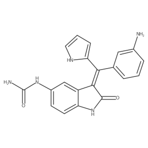 [(3Z)-3-[(3-aminophenyl)(1H-pyrrol-2-yl)methylidene]-2-oxo-2,3-dihydro-1H-indol-5-yl]urea Structure