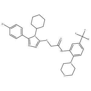 2-[[5-(4-Bromophenyl)-4-cyclohexyl-4H-1,2,4-triazol-3-yl]thio]-N-[2-(4-morpholinyl)-5-(trifluoromethyl)phenyl]acetamide结构式
