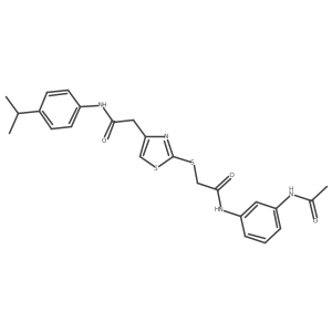 N-(3-acetamidophenyl)-2-((4-(2-((4-isopropylphenyl)amino)-2-oxoethyl)thiazol-2-yl)thio)acetamide结构式