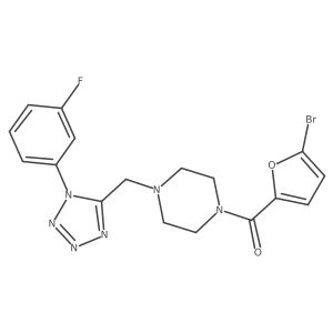 O=C(c1ccc(Br)o1)N1CCN(Cc2nnnn2-c2cccc(F)c2)CC1结构式