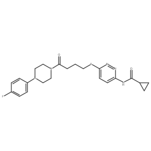 N-(6-((4-(4-(4-fluorophenyl)piperazin-1-yl)-4-oxobutyl)thio)pyridazin-3-yl)cyclopropanecarboxamide结构式