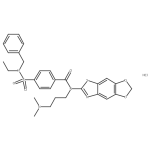 4-[benzyl(ethyl)sulfamoyl]-N-[3-(dimethylamino)propyl]-N-{4,6-dioxa-10-thia-12-azatricyclo[7.3.0.0^{3,7}]dodeca-1(9),2,7,11-tetraen-11-yl}benzamide hydrochloride Structure