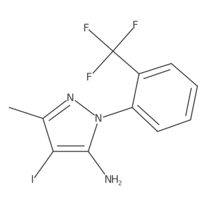 4-iodo-3-methyl-1-[2-(trifluoromethyl)phenyl]-1H-pyrazol-5-amine结构式