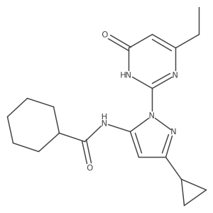 N-(3-cyclopropyl-1-(4-ethyl-6-oxo-1,6-dihydropyrimidin-2-yl)-1H-pyrazol-5-yl)cyclohexanecarboxamide结构式
