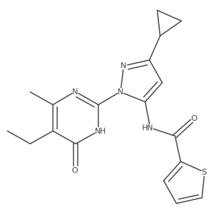 N-(3-cyclopropyl-1-(5-ethyl-4-methyl-6-oxo-1,6-dihydropyrimidin-2-yl)-1H-pyrazol-5-yl)thiophene-2-carboxamide Structure