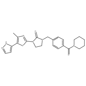 1-(4-methyl-5-(1H-pyrazol-5-yl)thiazol-2-yl)-3-(4-(piperidine-1-carbonyl)benzyl)imidazolidin-2-one结构式